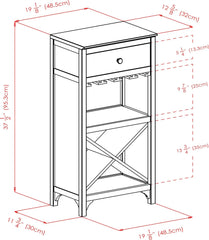 Winsome Ancona X Shelf Modular Wine Cabinet With 1-Drawer, Glass Rack, Dark Espresso (92745)