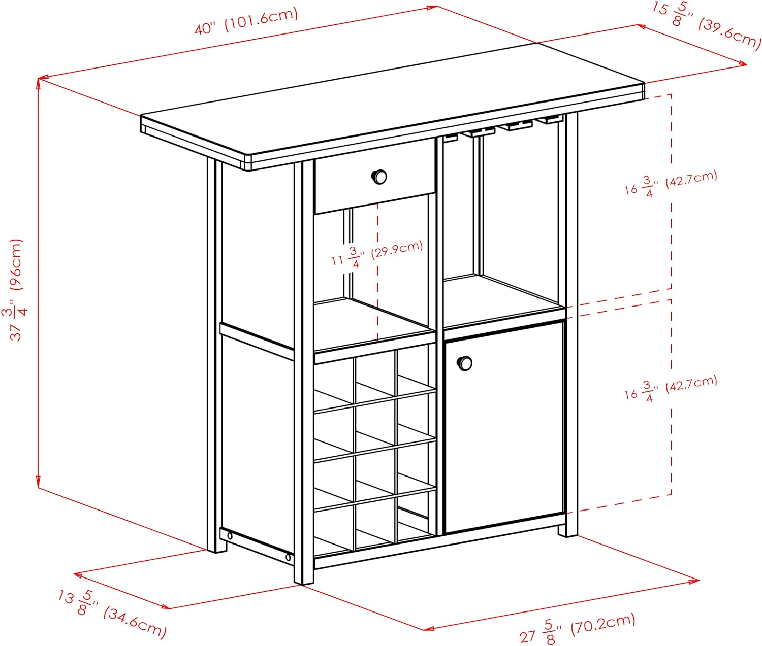 Winsome Macon Bar Wine Cabinet, Espresso