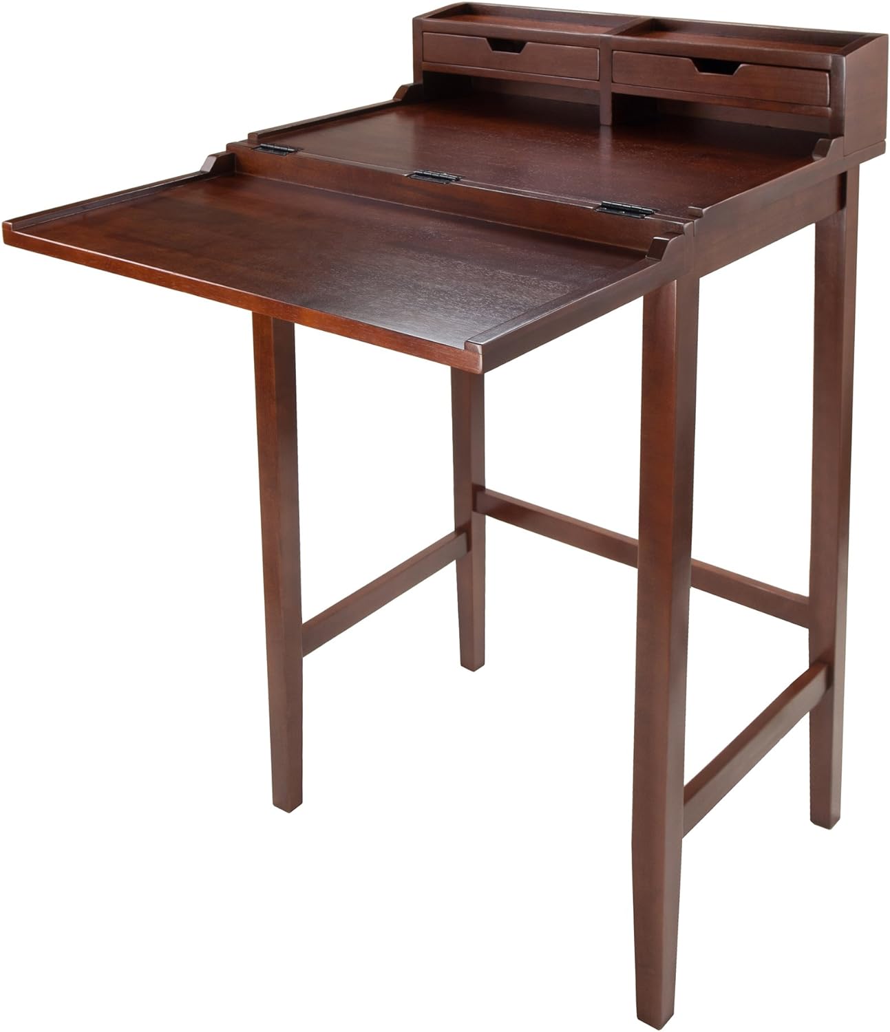 Winsome 94628 High Desk with Flip-out Writing Area and Hutch, Walnut
