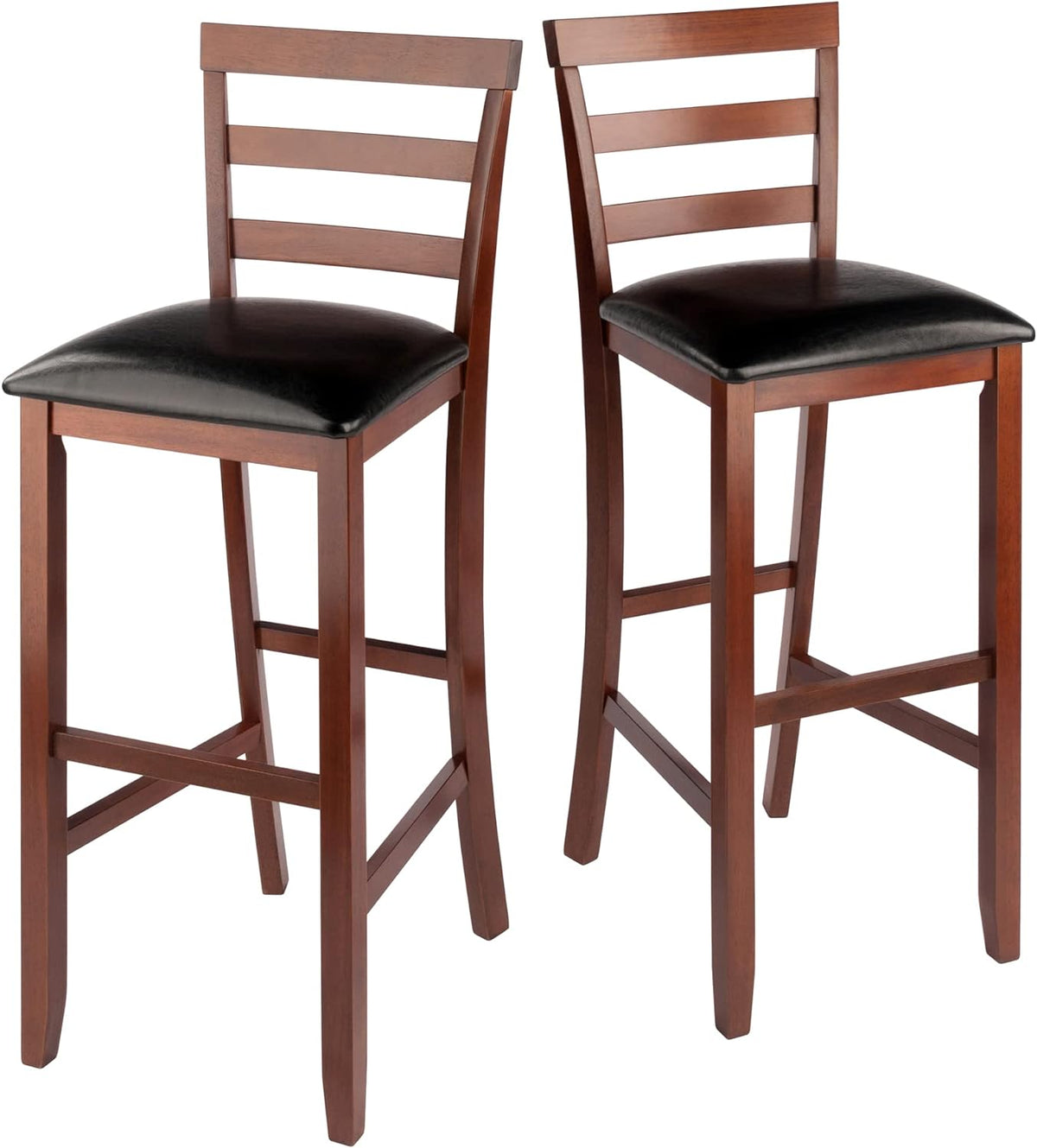 Winsome Simone 2-Pc Cushion Ladder-Back Bar Stool Set, Black and Walnut