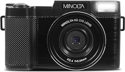 Minolta MND30-BK MND30 4x Digital Zoom 30 MP/2.7K Quad HD Digital Camera (Black)