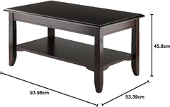 Winsome Nolan 18.03-inch x 37-inch x 21.02-inch Composite Wood Coffee Table, Cappuccino (40237)