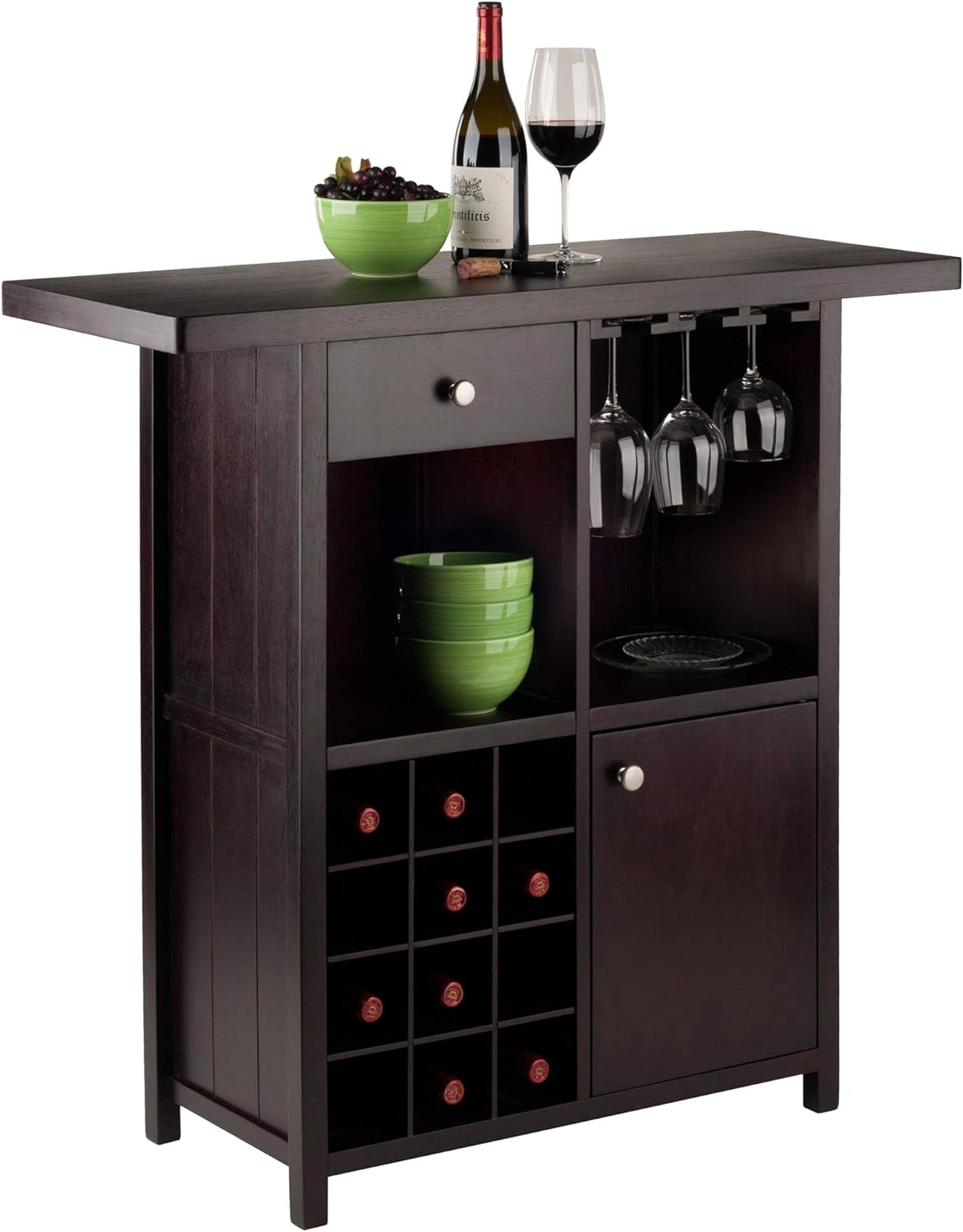 Winsome Macon Bar Wine Cabinet, Espresso