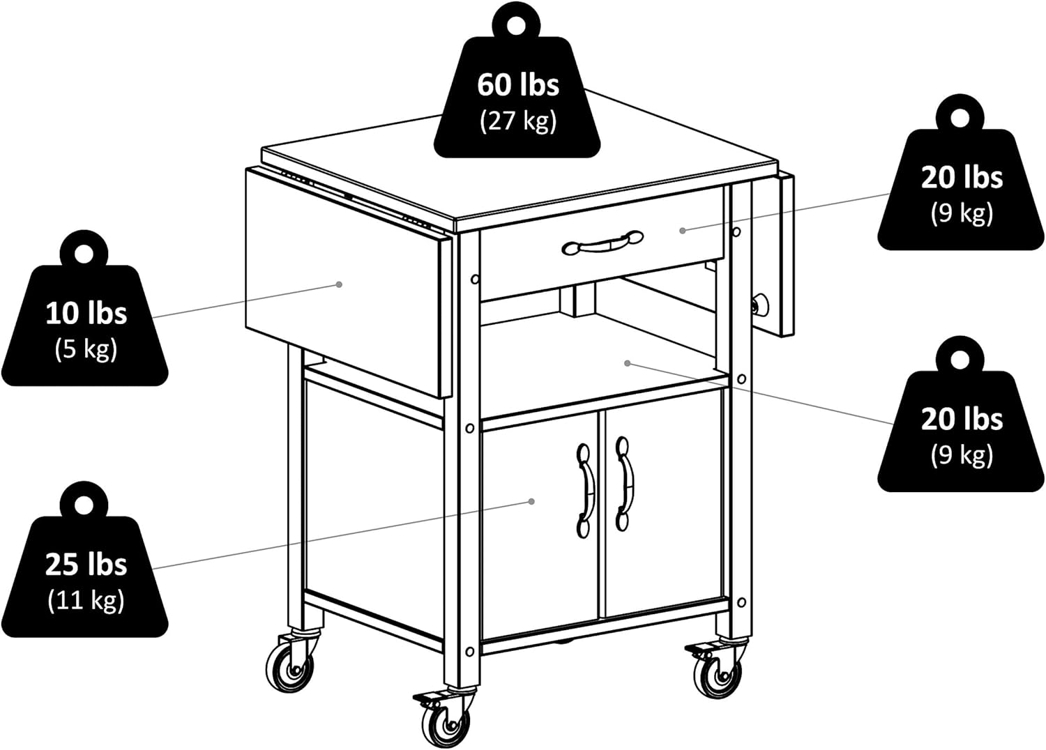 Winsome Wood Drop-Leaf Kitchen Cart