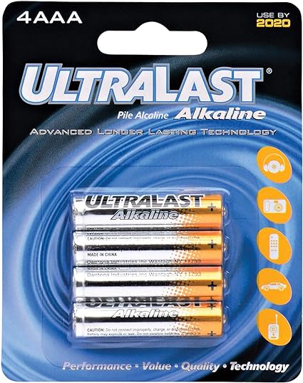 Ultralast ULA4AAA AAA Alkaline Batteries, 4 pk