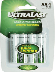 Ultralast ULN4AASL AA Rechargeable NiCd Batteries for Solar Lights, 4 pk