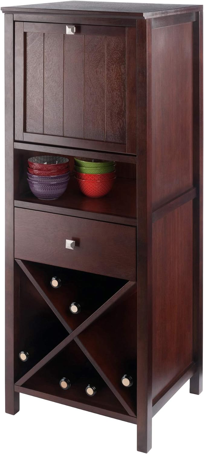 Winsome Wood Brooke Cabinet/Cupboard, 4 Section, Walnut