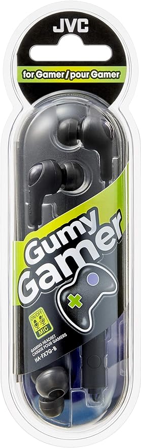 JVC HAFX7GB Gumy Gamer Earbuds with Microphone (Black)