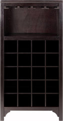 Winsome Ancona 37.52-inch x 19.09-inch x 12.6-inch 20-Bottle Modular Wine Cabinet With Glass Rack, Dark Espresso (92729)