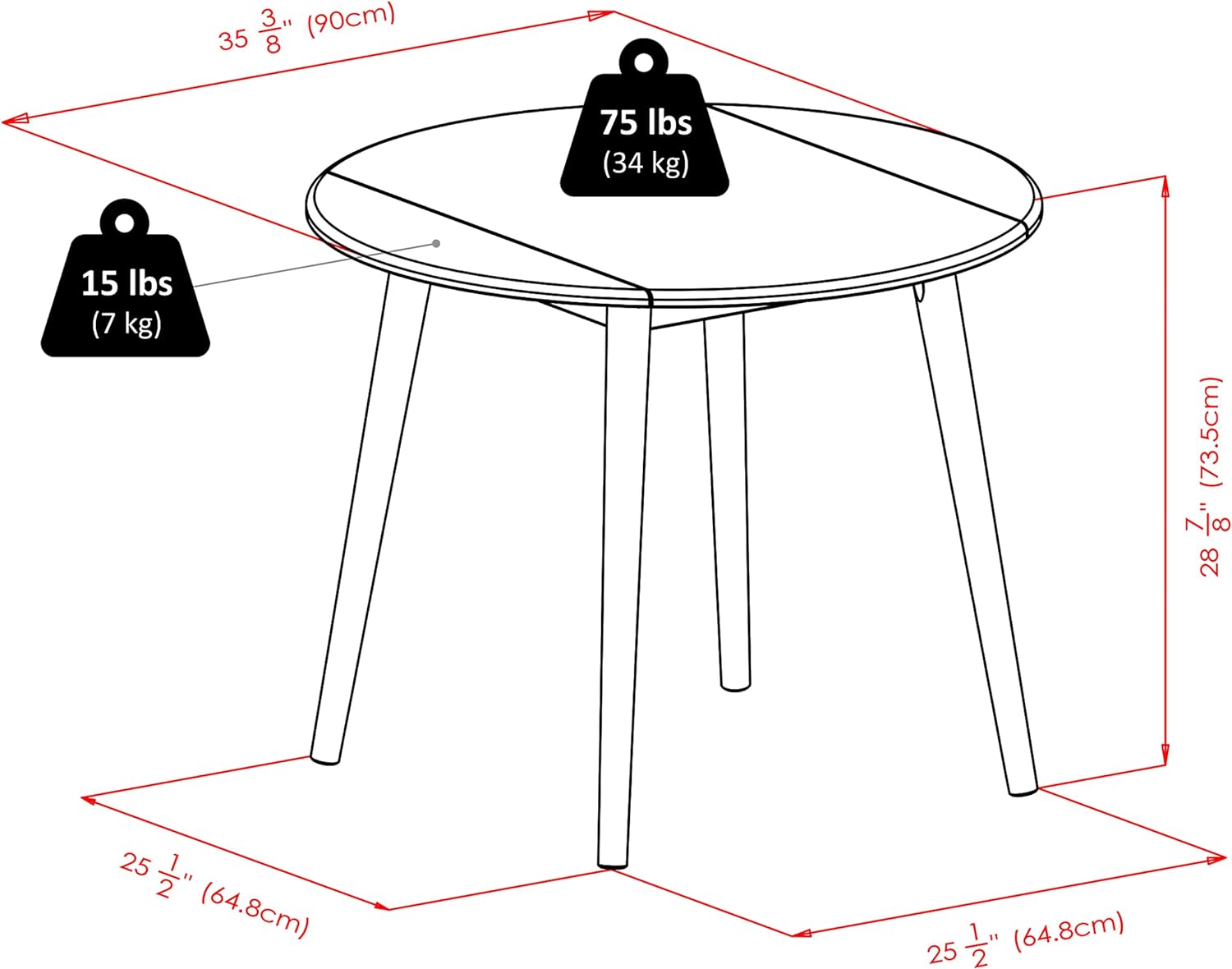 Winsome Moreno Dining Table, Black 35.43x35.43x28.94