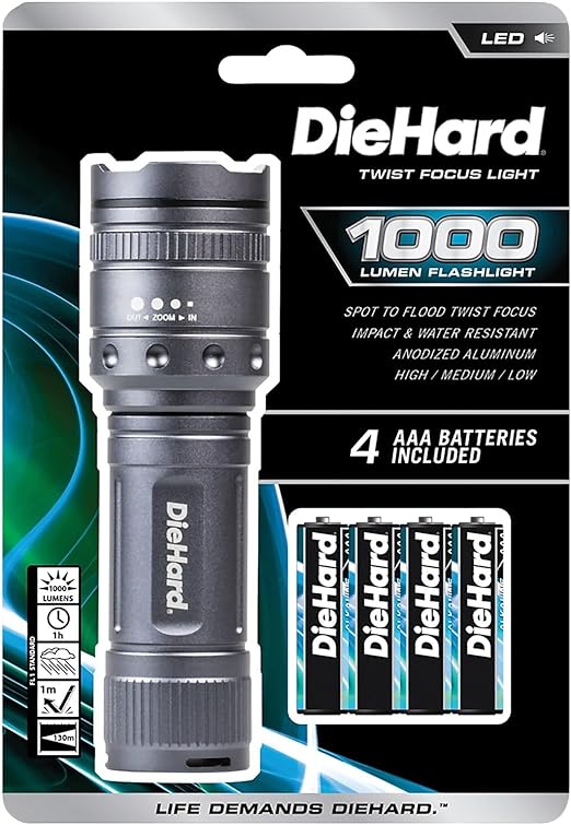 DieHard 41-6122 1,000-Lumen Twist Focus Flashlight