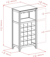 Winsome Ancona 37.52-inch x 19.09-inch x 12.6-inch 20-Bottle Modular Wine Cabinet With Glass Rack, Dark Espresso (92729)