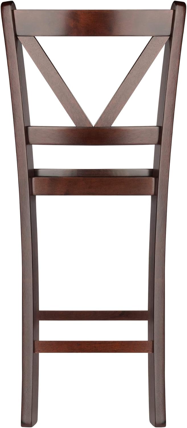 Winsome Wood Victor 2-Piece V-Back Counter Stools, 24-Inch, Brown