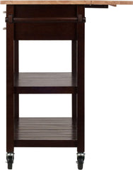 Winsome Langdon Cart Kitchen, Cappuccino/Natural, 36.57x26.42x34.45