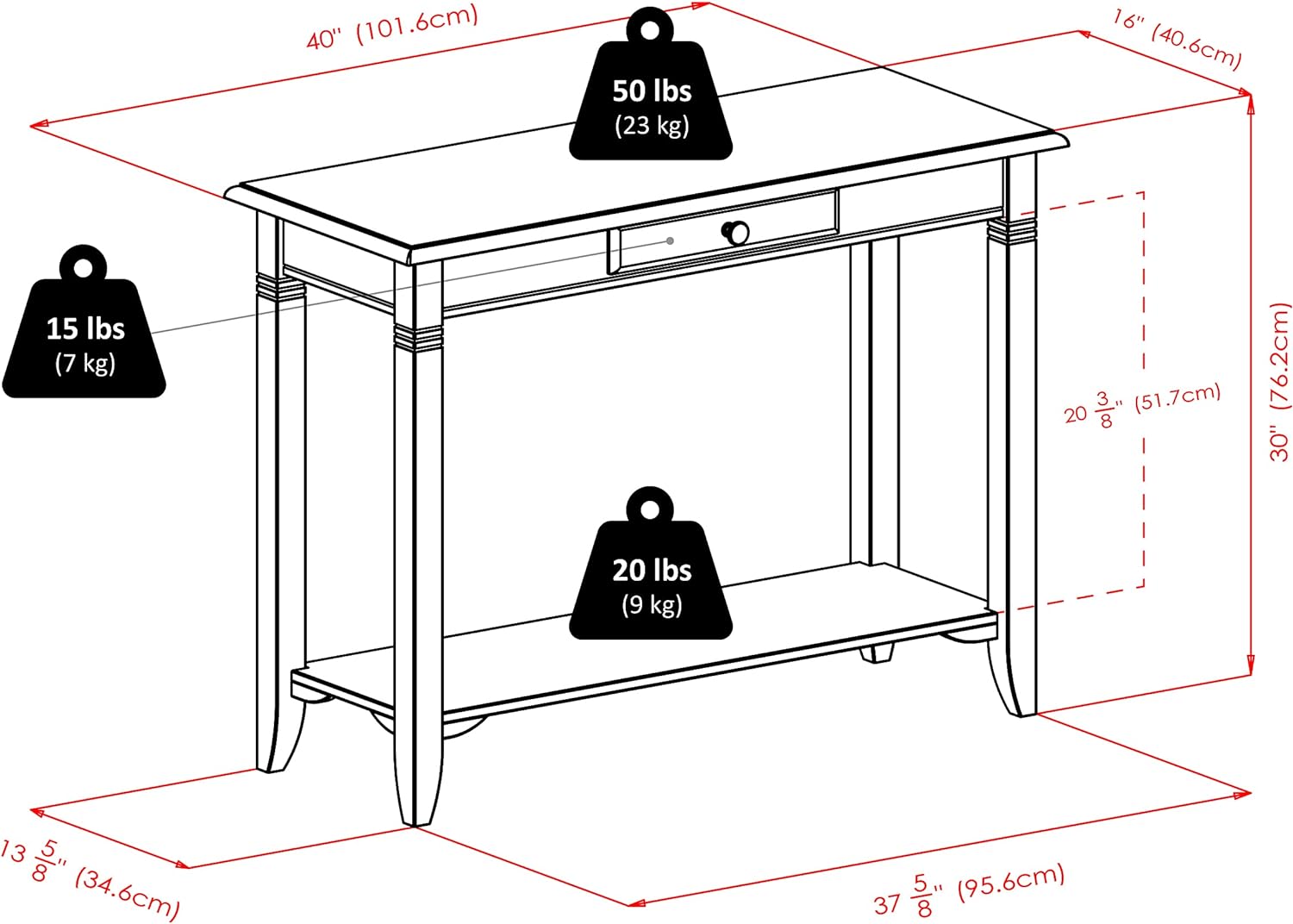 Winsome Nolan 30 x 40 x 15.98-Inch Composite Wood Console Table With Drawer, Cappuccino (40640)