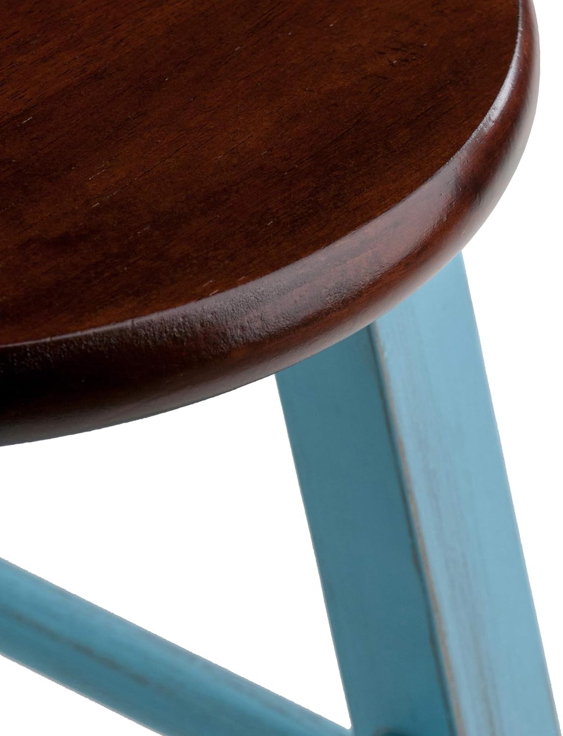 Winsome Ivy Bar Stool, 29", Rustic Light Blue/Walnut