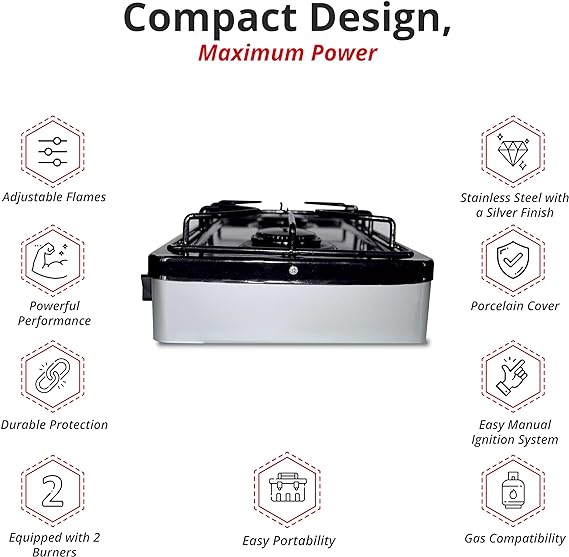 Koblenz PSK-200S 2-Burner Gas Stove, Silver