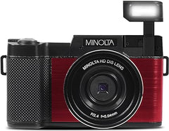 Minolta MND30-R MND30 4x Digital Zoom 30 MP/2.7K Quad HD Digital Camera (Red)