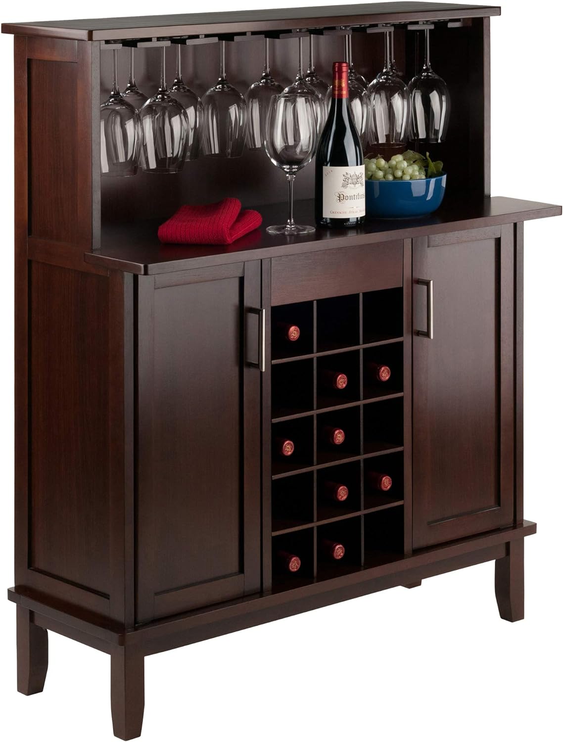 Winsome Beynac Bar Cappuccino Wine Cabinet