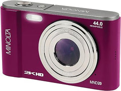 Minolta MND20-M MND20 16x Digital Zoom 44 MP/2.7K Quad HD Digital Camera (Magenta)