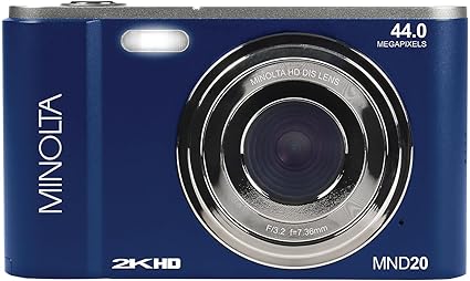 Minolta MND20-BL MND20 16x Digital Zoom 44 MP/2.7K Quad HD Digital Camera (Blue)