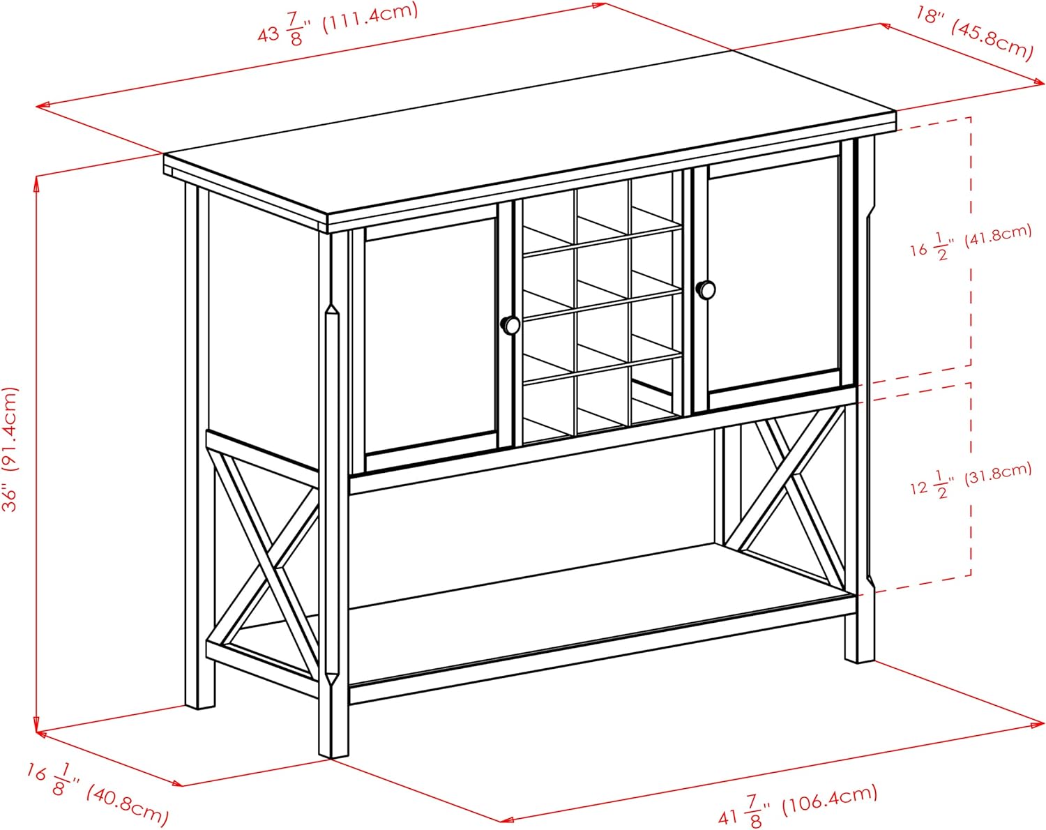 Winsome Xola Buffet Cabinet, Cappuccino