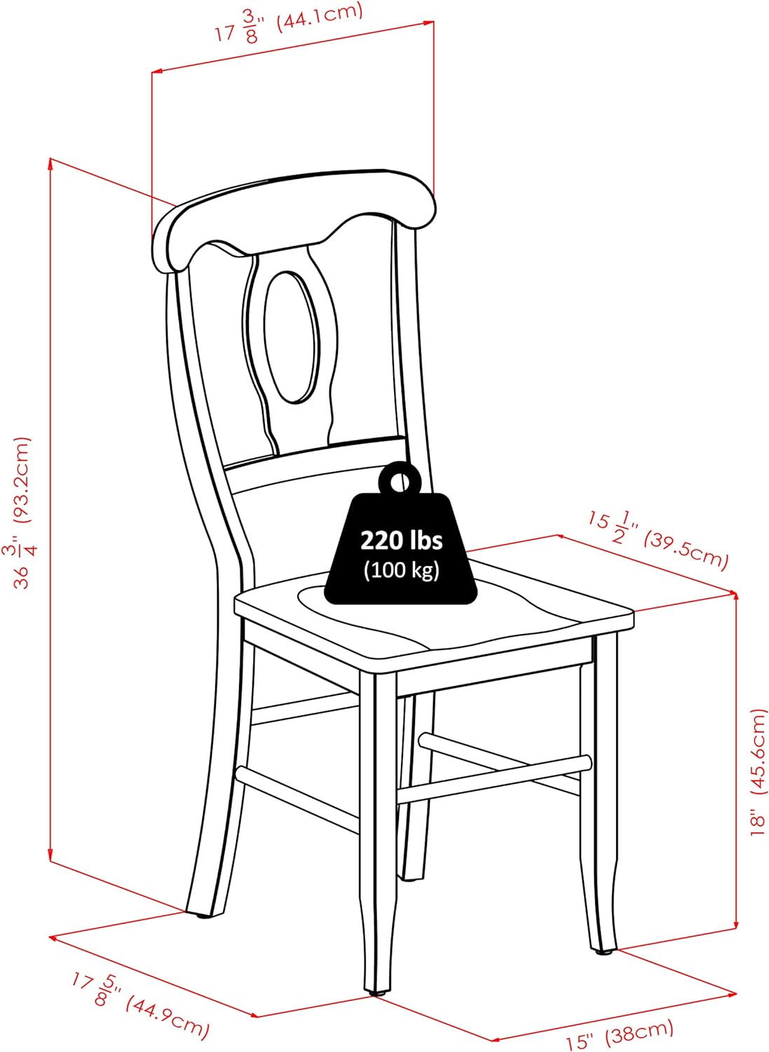 Winsome Renaissance 2-pc Dining Chair Set, Key hole back, Walnut