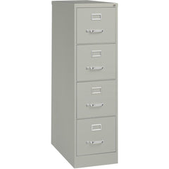 Lorell Fortress Series 26-1/2" Commercial-Grade Vertical File Cabinet - 15" x 26.5" x 52" - 4 x Drawer(s) for File - Letter - Vertical - Security Lock, Ball-bearing Suspension, Heavy Duty - Light Gray