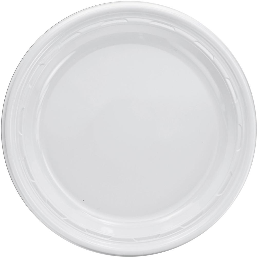 Dart Famous Service 9" Impact Plastic Plates - 125 / Bag - White - Glossy - Polystyrene, Foam, Plastic Body - 4 / Carton