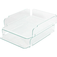 Lorell Stacking Document Trays - Desktop - Durable, Lightweight, Non-skid, Stackable - Clear - Acrylic - 1 Each