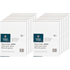 Business Source Plain Memo Pads - 100 Sheets - Plain - Glued - Unruled - 15 lb Basis Weight - 4" x 6" - White Paper - Chipboard Backing - 144 / Carton