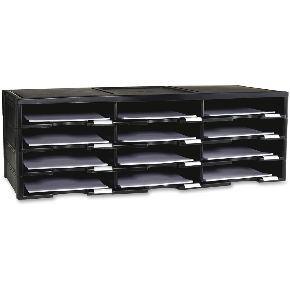 Storex 12-compartment Organizer - 6000 x Sheet - 12 Compartment(s) - 9.50" x 12" - 10.5" Height x 14.1" Width31.4" Length - 100% Recycled - Black - Polystyrene - 1 Each