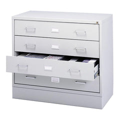 A/V Equipment Cabinet - 200 lb Load Capacity - 27.8" Height x 37" Width x 17.5" Depth - Freestanding - Baked Enamel - Steel - Light Gray, Chrome