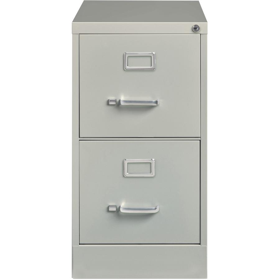 Lorell Fortress Series 26-1/2" Commercial-Grade Vertical File Cabinet - 15" x 26.5" x 28.4" - 2 x Drawer(s) for File - Letter - Vertical - Security Lock, Ball-bearing Suspension, Heavy Duty - Light Gr