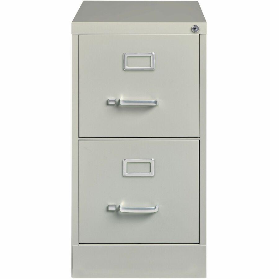 Lorell Fortress Series 25" Commercial-Grade Vertical File Cabinet - 15" x 25" x 28.4" - 2 x Drawer(s) for File - Letter - Vertical - Security Lock, Ball-bearing Suspension, Heavy Duty - Light Gray - S