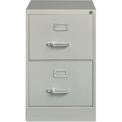 Lorell Fortress Series 26-1/2" Commercial-Grade Vertical File Cabinet - 18" x 26.5" x 28.4" - 2 x Drawer(s) for File - Legal - Vertical - Lockable, Ball-bearing Suspension, Heavy Duty - Light Gray - S