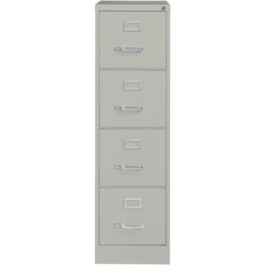 Lorell Fortress Series 22" Commercial-Grade Vertical File Cabinet - 15" x 22" x 52" - 4 x Drawer(s) for File - Letter - Lockable, Ball-bearing Suspension - Light Gray - Steel - Recycled