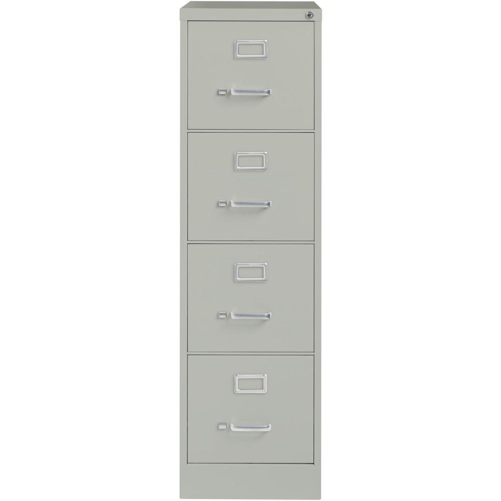 Lorell Fortress Series 26-1/2" Commercial-Grade Vertical File Cabinet - 15" x 26.5" x 52" - 4 x Drawer(s) for File - Letter - Vertical - Security Lock, Ball-bearing Suspension, Heavy Duty - Light Gray