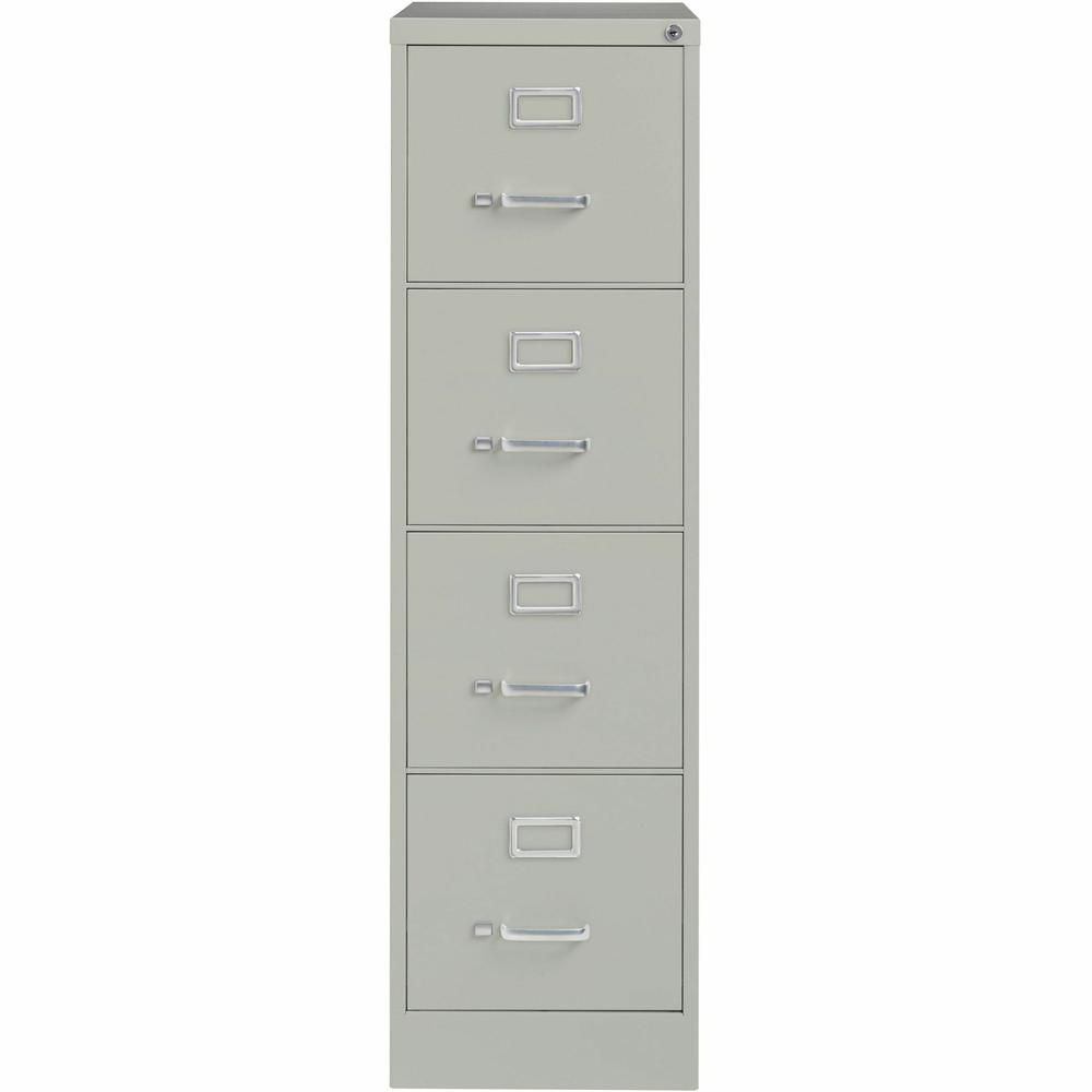 Lorell Fortress Series 25" Commercial-Grade Vertical File Cabinet - 15" x 25" x 52" - 4 x Drawer(s) for File - Letter - Vertical - Security Lock, Ball-bearing Suspension, Heavy Duty - Light Gray - Ste