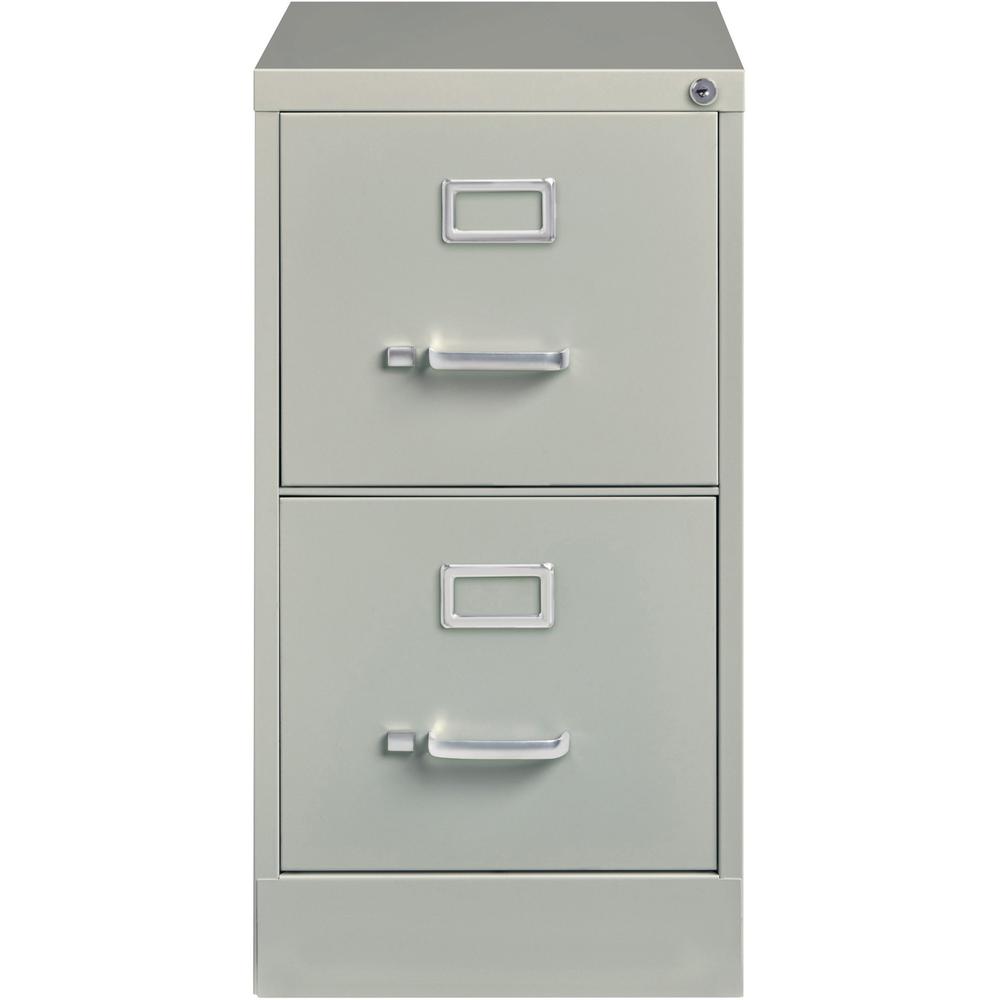 Lorell Fortress Series 22" Commercial-Grade Vertical File Cabinet - 15" x 22" x 28.4" - 2 x Drawer(s) for File - Letter - Lockable, Ball-bearing Suspension - Light Gray - Steel - Recycled