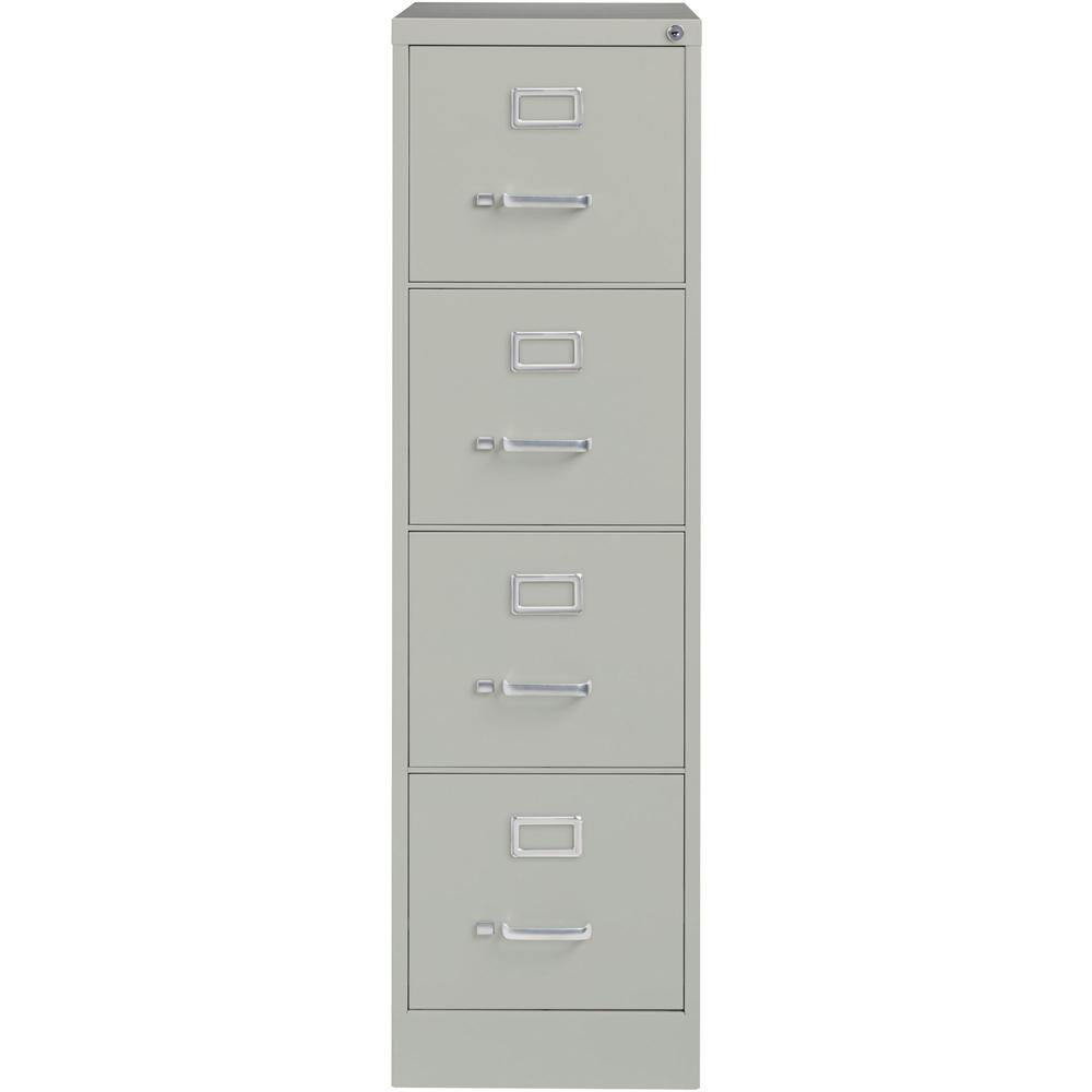 Lorell Fortress Series 22" Commercial-Grade Vertical File Cabinet - 15" x 22" x 52" - 4 x Drawer(s) for File - Letter - Lockable, Ball-bearing Suspension - Light Gray - Steel - Recycled