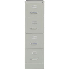 Lorell Fortress Series 22" Commercial-Grade Vertical File Cabinet - 15" x 22" x 52" - 4 x Drawer(s) for File - Letter - Lockable, Ball-bearing Suspension - Light Gray - Steel - Recycled