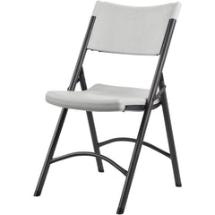 Lorell Heavy-duty Blow-Molded Folding Chairs - Light Gray Polyethylene Seat - Light Gray Polyethylene Back - Dark Gray Steel Frame - Steel, Polyethylene - 4 / Carton