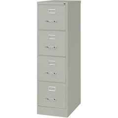 Lorell Fortress Series 25" Commercial-Grade Vertical File Cabinet - 15" x 25" x 52" - 4 x Drawer(s) for File - Letter - Vertical - Security Lock, Ball-bearing Suspension, Heavy Duty - Light Gray - Ste