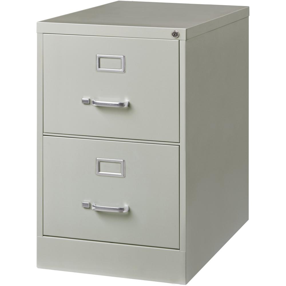 Lorell Fortress Series 26-1/2" Commercial-Grade Vertical File Cabinet - 18" x 26.5" x 28.4" - 2 x Drawer(s) for File - Legal - Vertical - Lockable, Ball-bearing Suspension, Heavy Duty - Light Gray - S