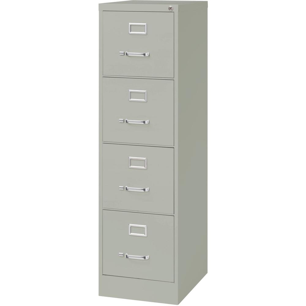 Lorell Fortress Series 22" Commercial-Grade Vertical File Cabinet - 15" x 22" x 52" - 4 x Drawer(s) for File - Letter - Lockable, Ball-bearing Suspension - Light Gray - Steel - Recycled