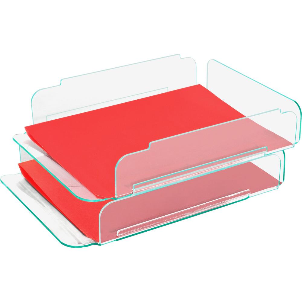 Lorell Stacking Document Trays - Desktop - Durable, Lightweight, Non-skid, Stackable - Clear - Acrylic - 1 Each