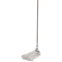 Genuine Joe Wood Handle Complete Wet Mop - 60" x 0.94" Cotton Head Wood Handle - Lightweight, Rust Resistant, Absorbent, 4-ply, Refillable - 1 Each