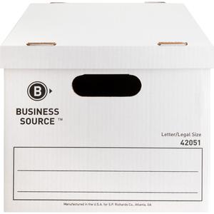 Business Source Economy Storage Box with Lid - External Dimensions: 12" Width x 15" Depth x 10"Height - 350 lb - Media Size Supported: Legal, Letter - Light Duty - Stackable - White - For File - Recyc