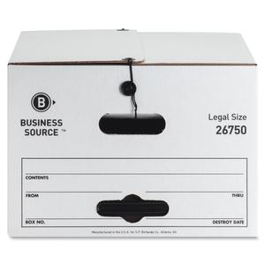 Business Source Light Duty Legal Size Storage Box - External Dimensions: 15" Width x 24" Depth x 10"Height - Media Size Supported: Legal - String/Button Tie Closure - Light Duty - Stackable - White -